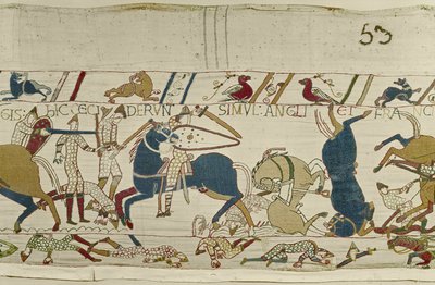 Normandos e Ingleses Caen Lado a Lado en la Batalla, Tapiz de Bayeux de Unknown